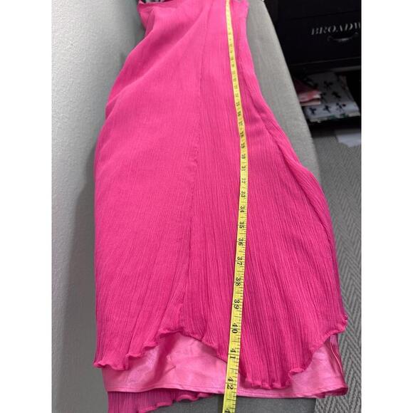 Vintage Newport News Hot Pink Silk Crinkle Slip Dress – Size 10 Y2K - Picture 8 of 8